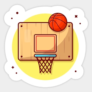 Basket Ball And Ring Cartoon Vector Icon Illustration (2) Sticker